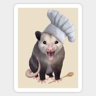 Chef Opossum - cute possum in a chefs hat Magnet